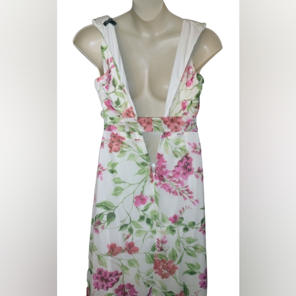 (Host Pick)Roz & Ali White And Pink Floral High-Low Dress Size 6 - Picture 8 of 13